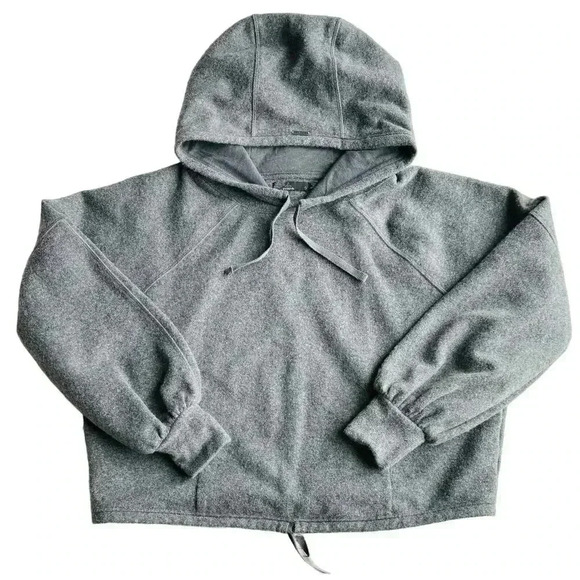 Prana Zillier Cropped Hooded Wool Blend Sweatshirt Gray Size Small - Picture 3 of 10
